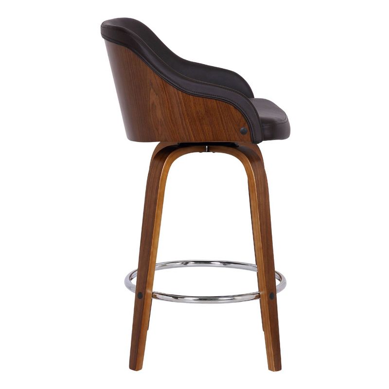 30" Alec Bar Height Swivel Barstool Walnut/Brown - Armen Living