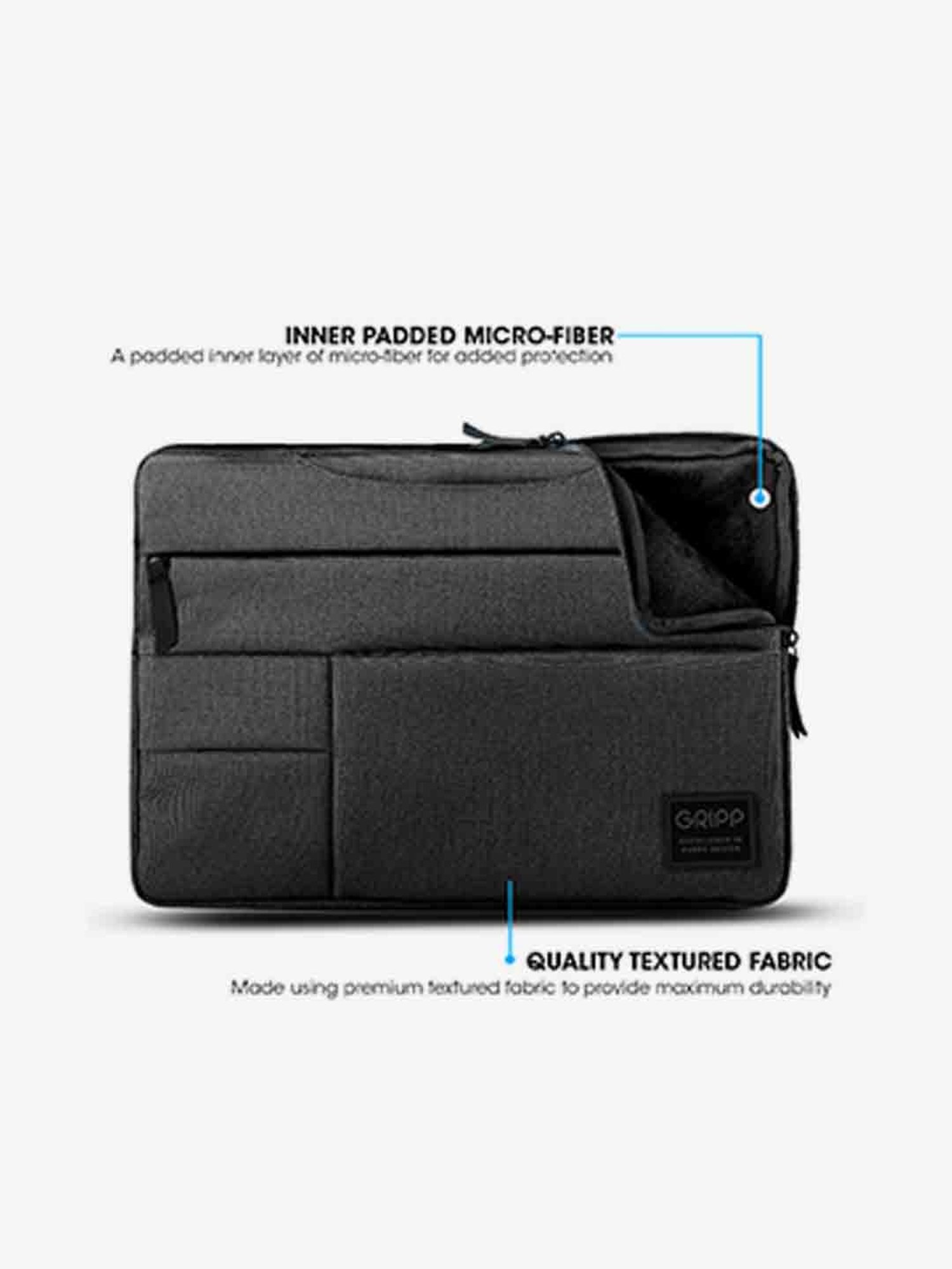 GRIPP Cavalier Laptop Sleeve and Padded Messenger Shoulder Bag 16 Inch (Black)