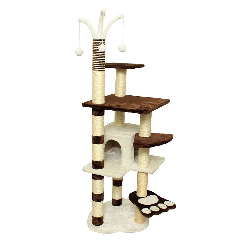 Paws & Pals Cat Scratch Tree Condo Furniture 64\ -<br> Brown and White