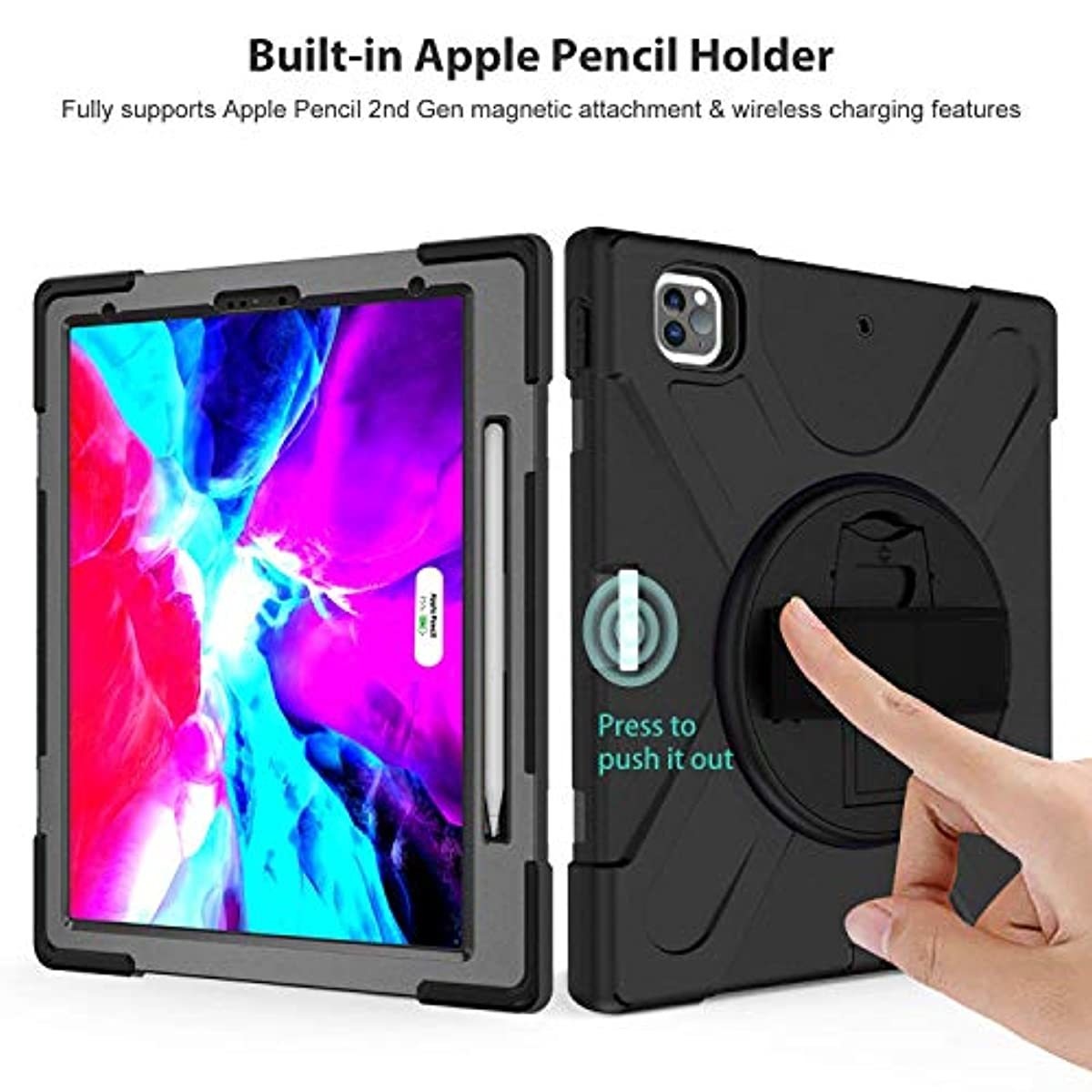 ProCase iPad Pro 12.9 Case 2 [Support Apple Pencil 2 Charging] Bundle with iPad Pro 12.9 Inch Privacy Screen Protector 2 2018