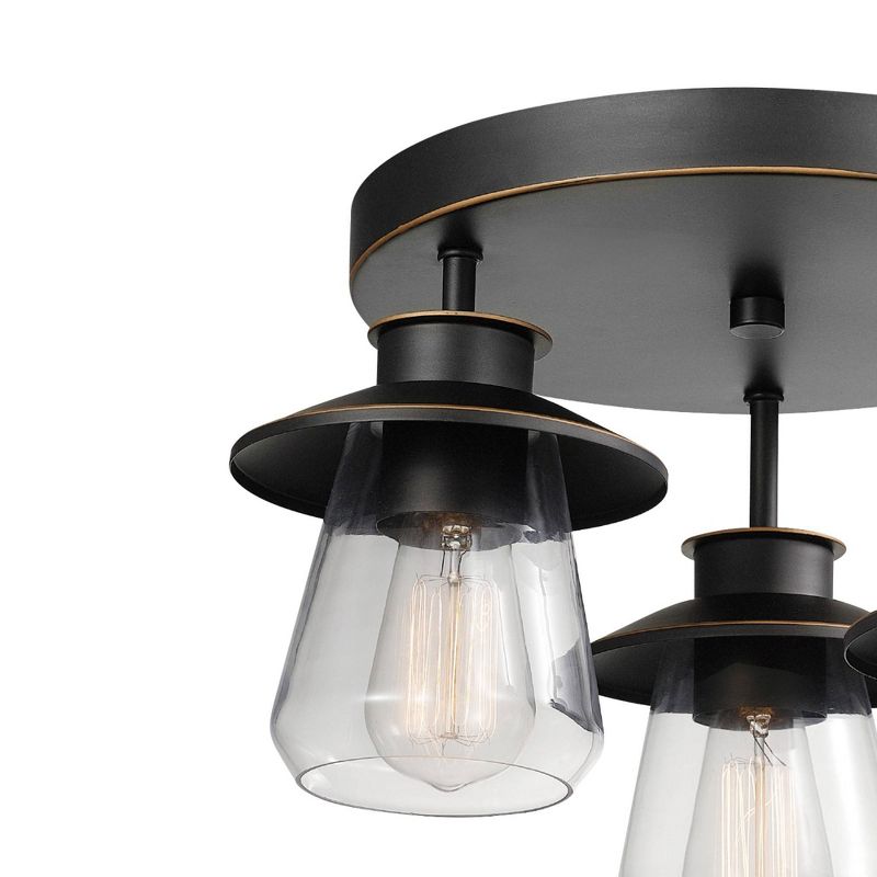 3 Light Nate Semi Flush Mount Ceiling with Clear Glass Shade Oil Rubbed Bronze - Globe Electric