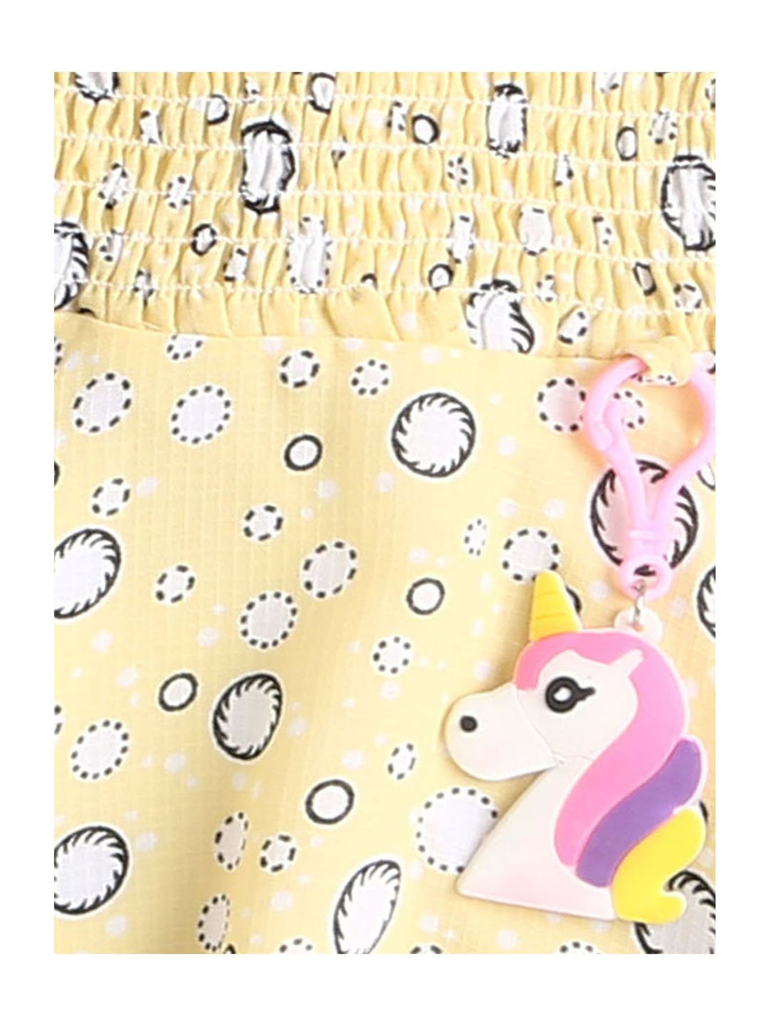 The Magic Wand Kids Yellow Printed Dress with Belt