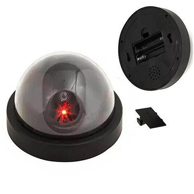 Camera,Dummy Security Camera w/Flashing Red Light for Night, Dome Camera CCTV Surveillance System with Realistic Look Recording LEDs 2 Pack (Black)