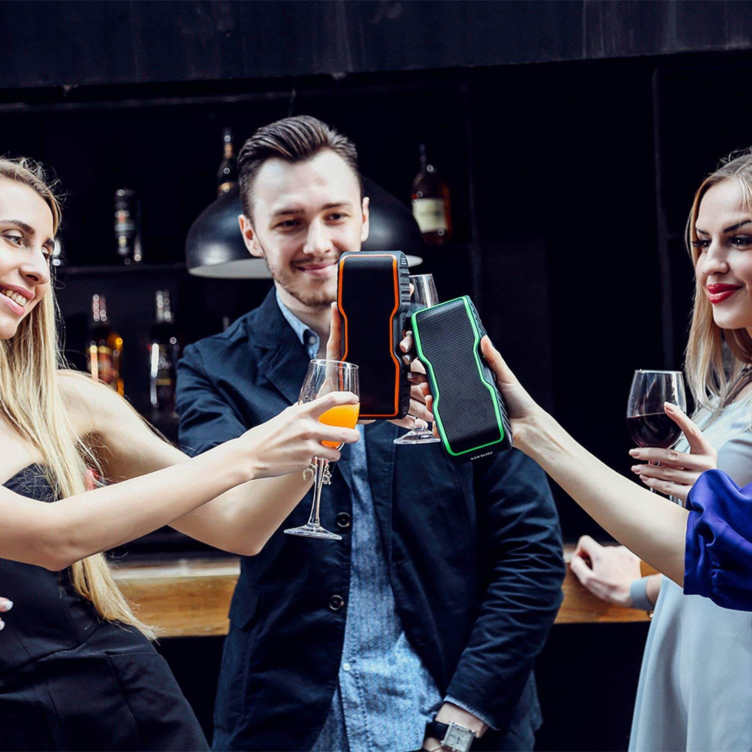 AOMAIS Sport II Portable Wireless Bluetooth Speakers 4.0 Waterproof IPX7, 20W Bass Sound, Stereo Pairing, Durable Design Backyard, Outdoors, Travel, Pool, Home Party (Orange)