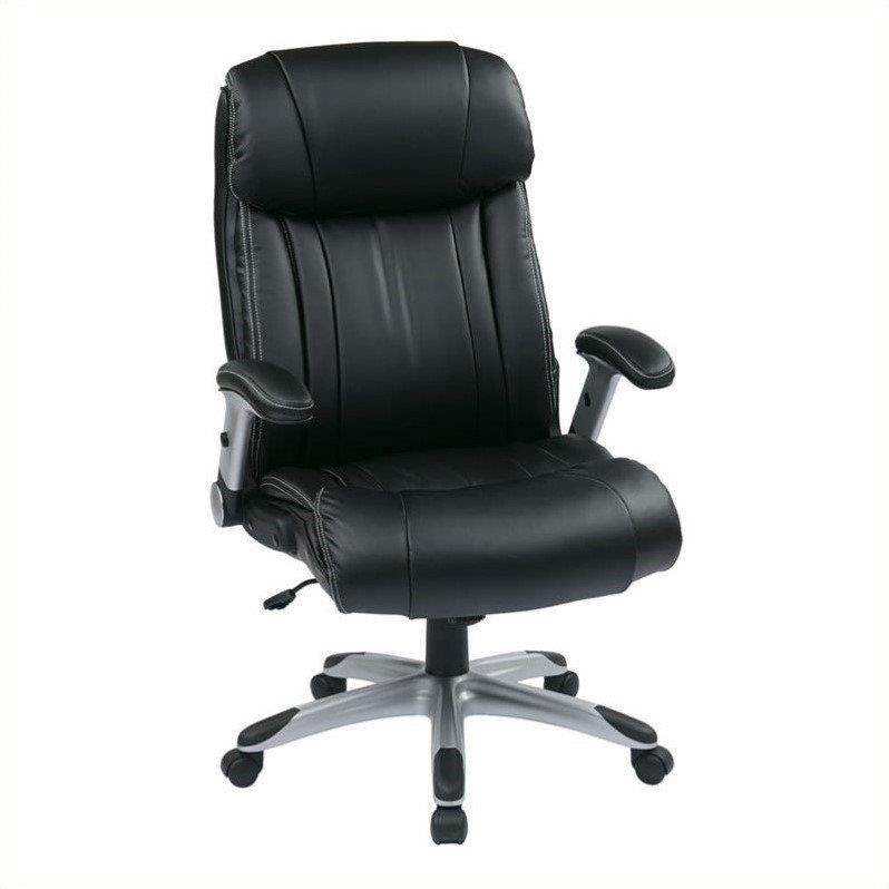 Office Star-Work Smart ECH38665A-EC3 Executive Eco Leather Chair in Silver-Black
