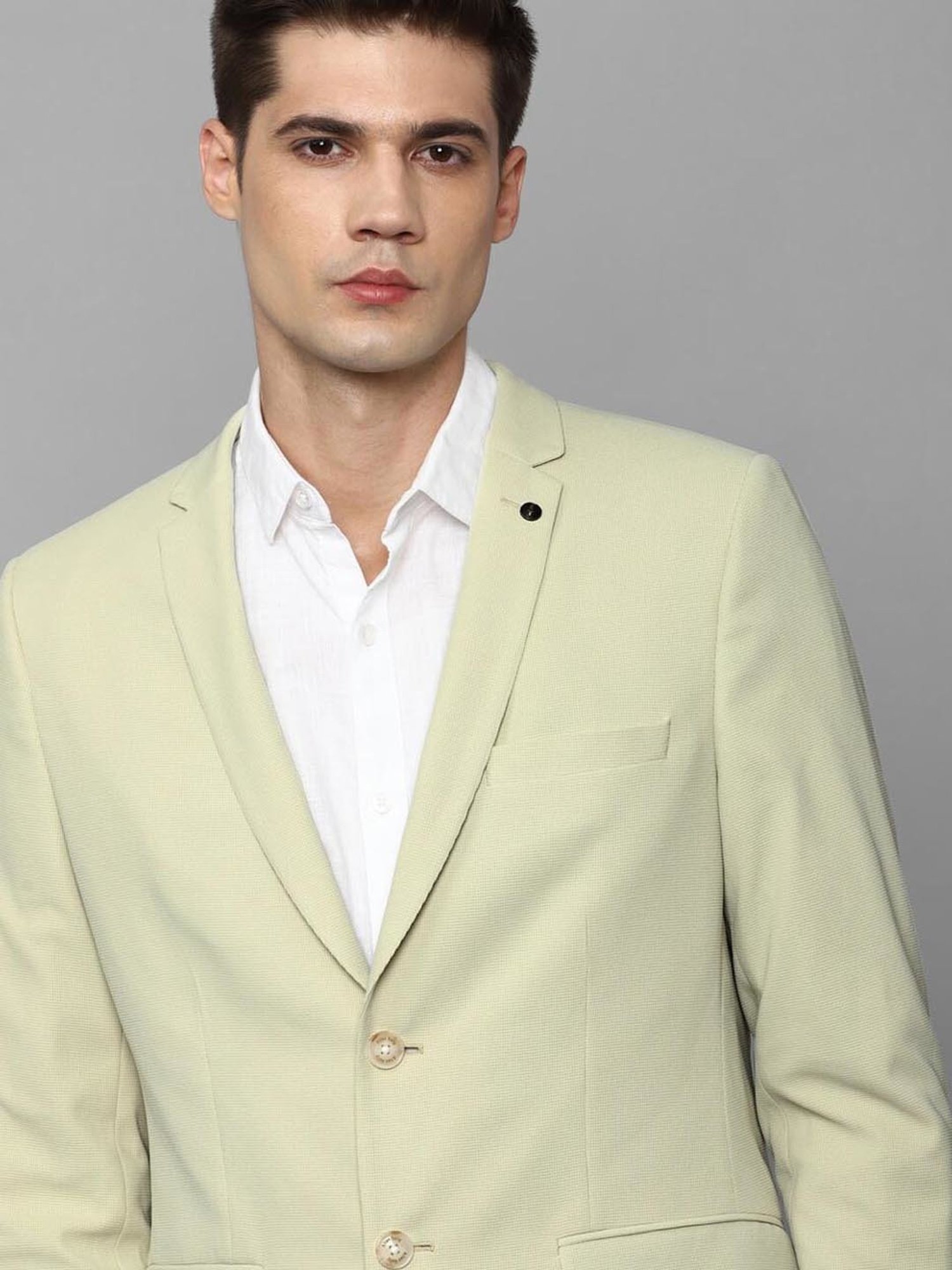 Allen Solly Cream Slim Fit Blazer