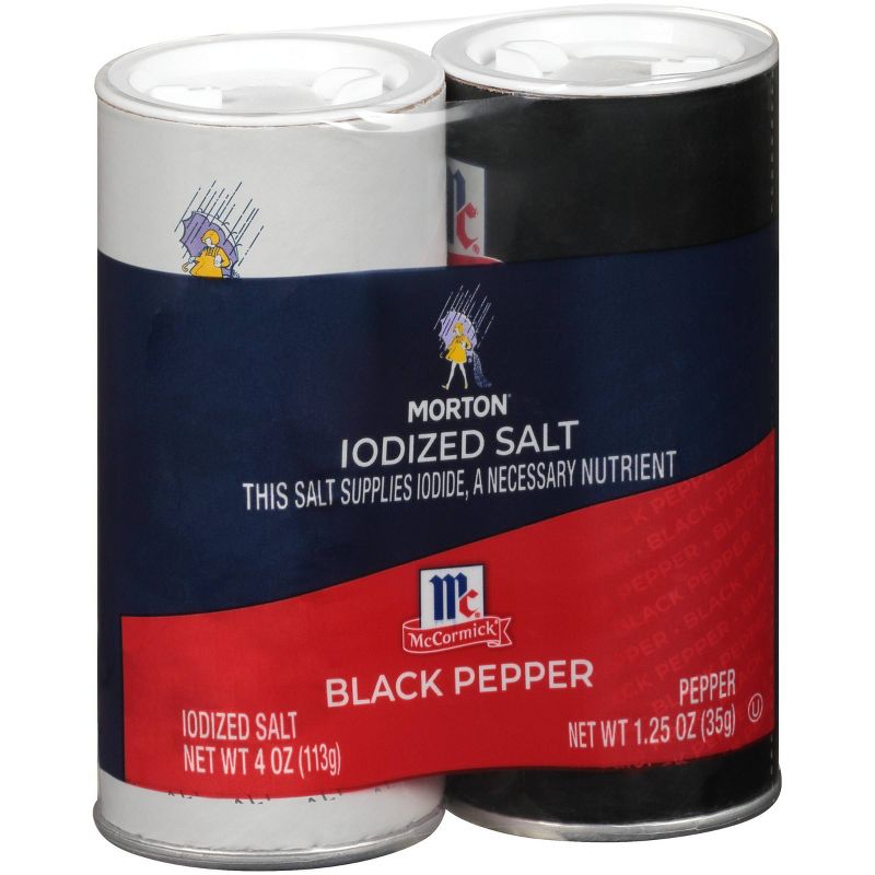 Morton Iodized Salt & Pepper Shakers - 5.25oz