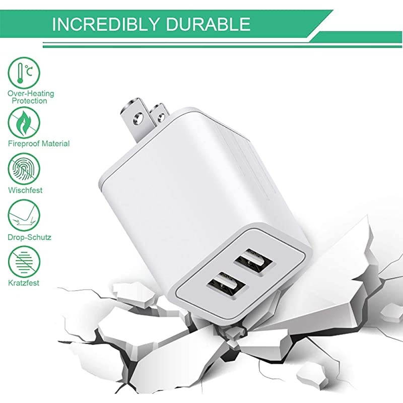 iPhone Charger  2Pack 6ft lightning Cable iPad cord High Speed Data Sync Fast Transfer Wall Charger 2 Port Adapter Charging PlugETL Listed Compatible With iPhone XS MAXXRX87Plus6S6SE