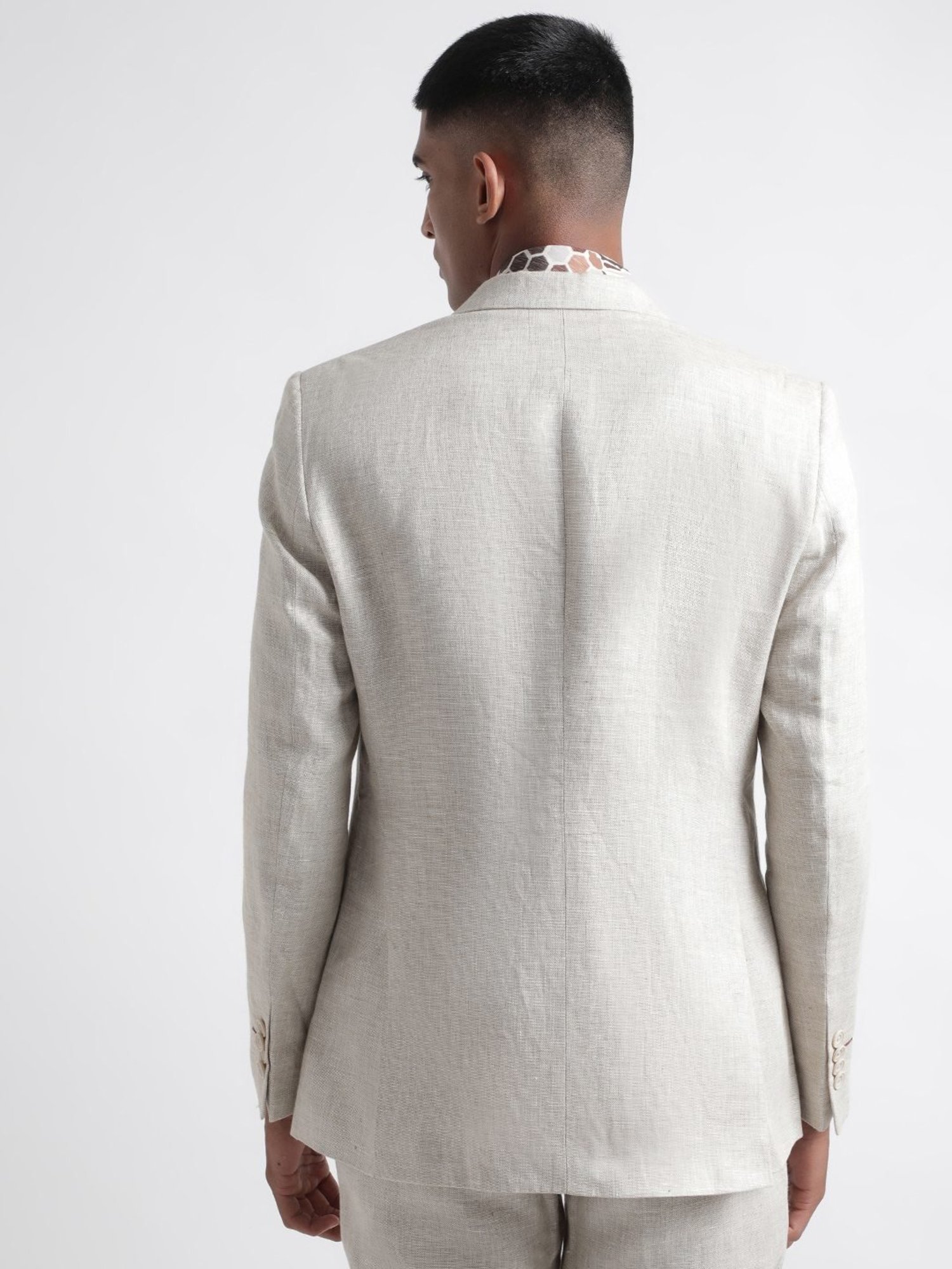 Iconic Men Self Design Regular Fit Linen Blazers