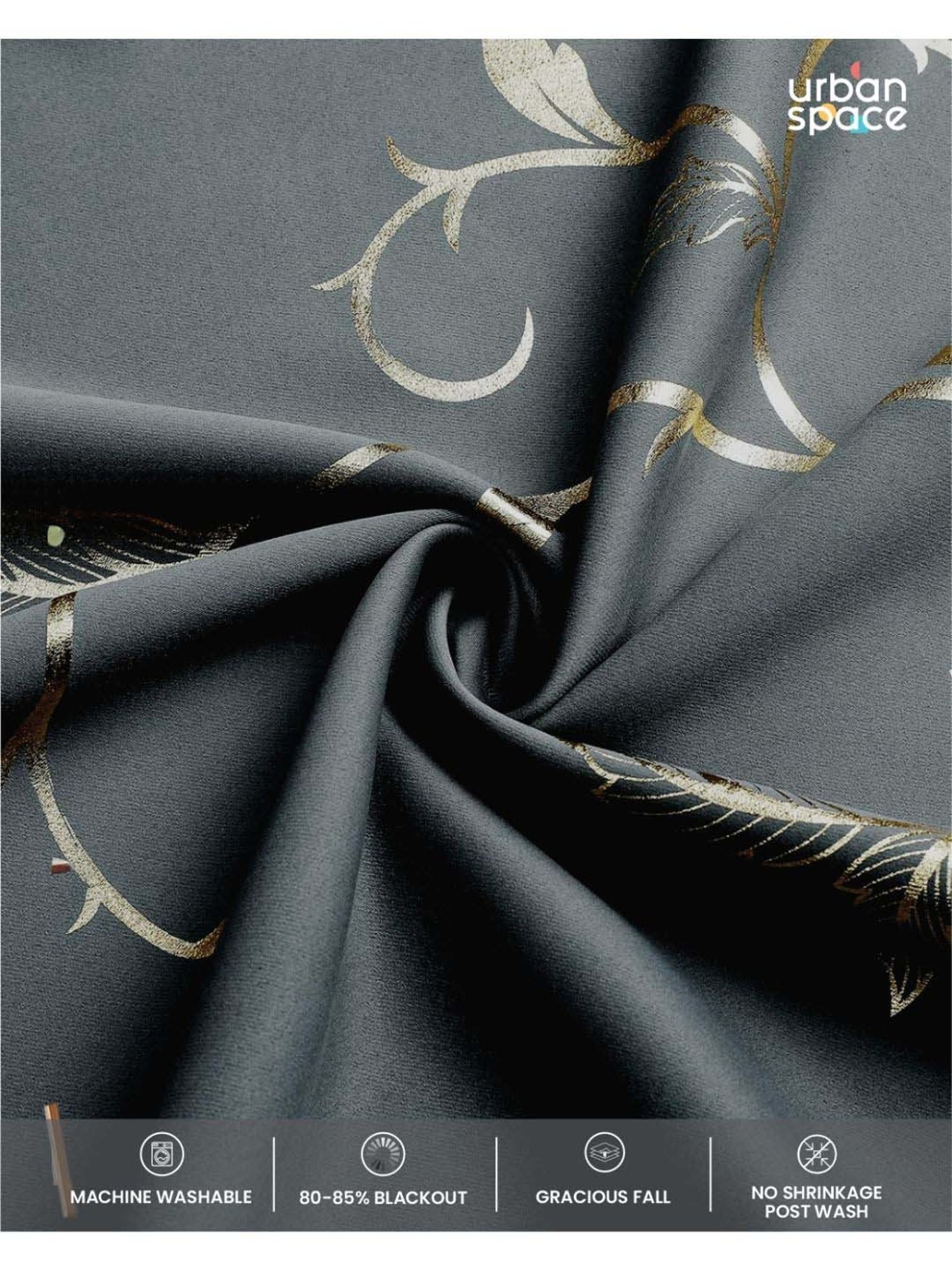 Swayam Brown Paisley J&B Blackout Eyelet Door Curtain - Single Piece (7 Ft)