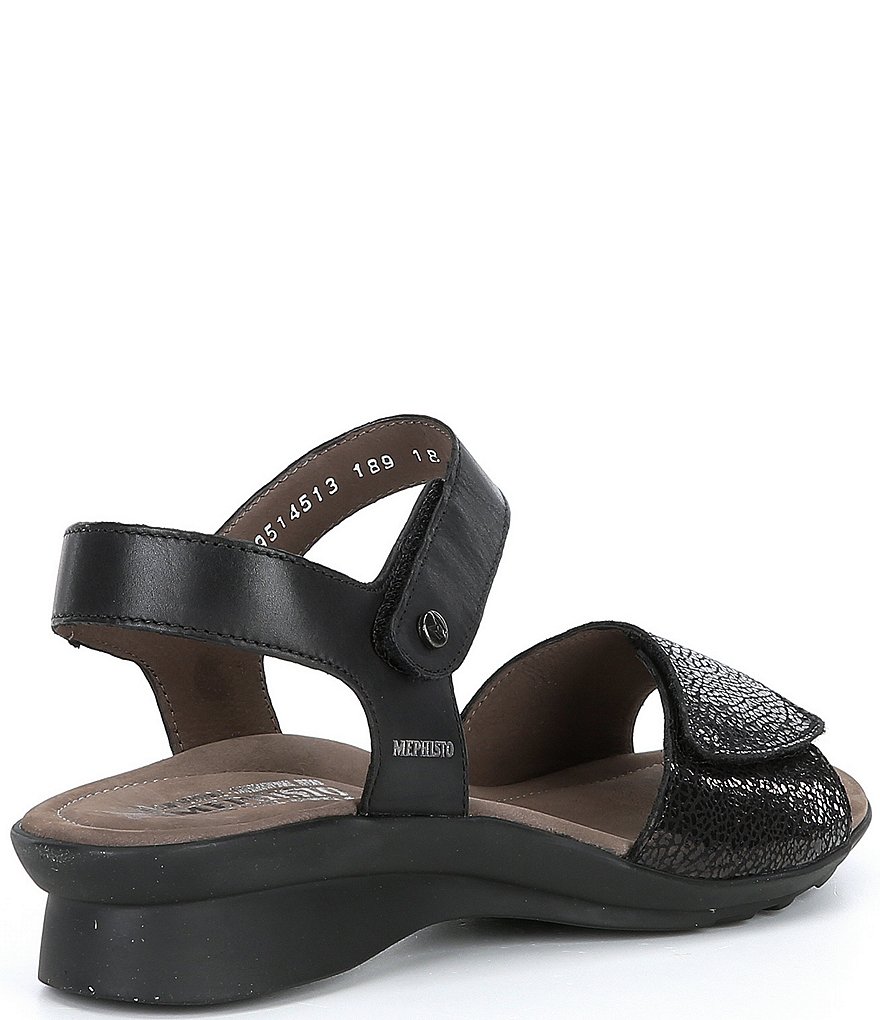 Mephisto Pattie Leather Metallic Print Sandals