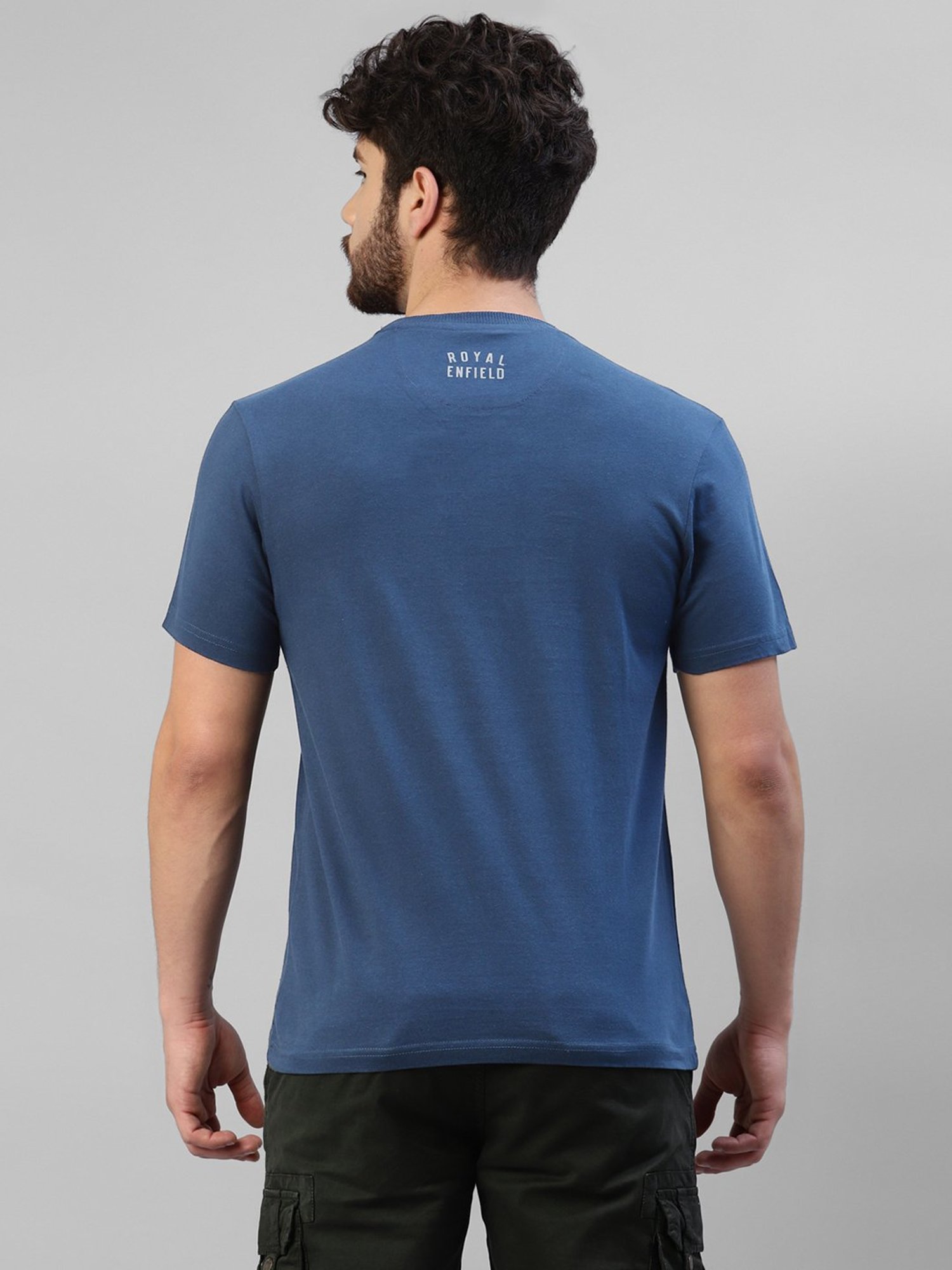 Royal Enfield Navy Regular Fit Kamala Print T-Shirt