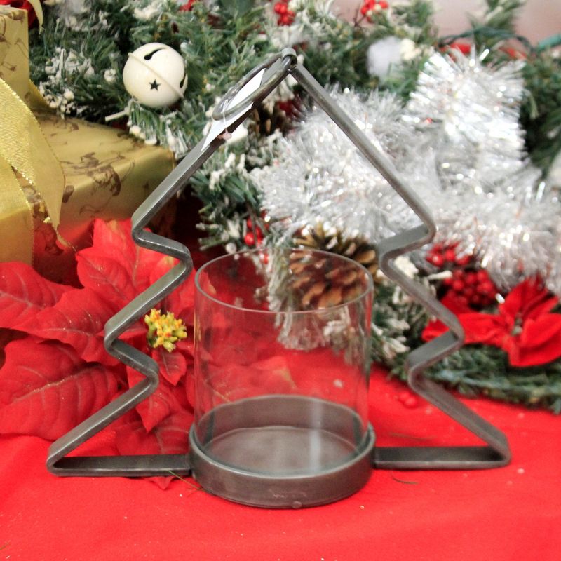 Christmas 10.0" Metal Christmas Tree (Sm) Candle Holiday Decor  -  Candle Holders