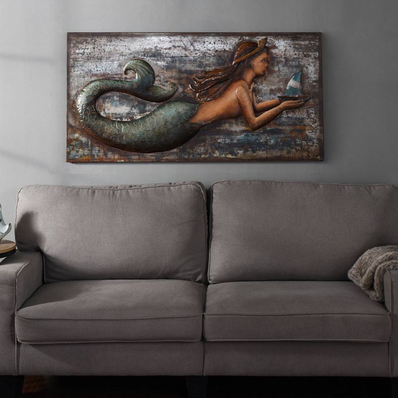 47" Three Dimensional Mermaid Handmade Decorative Wall Art - StyleCraft