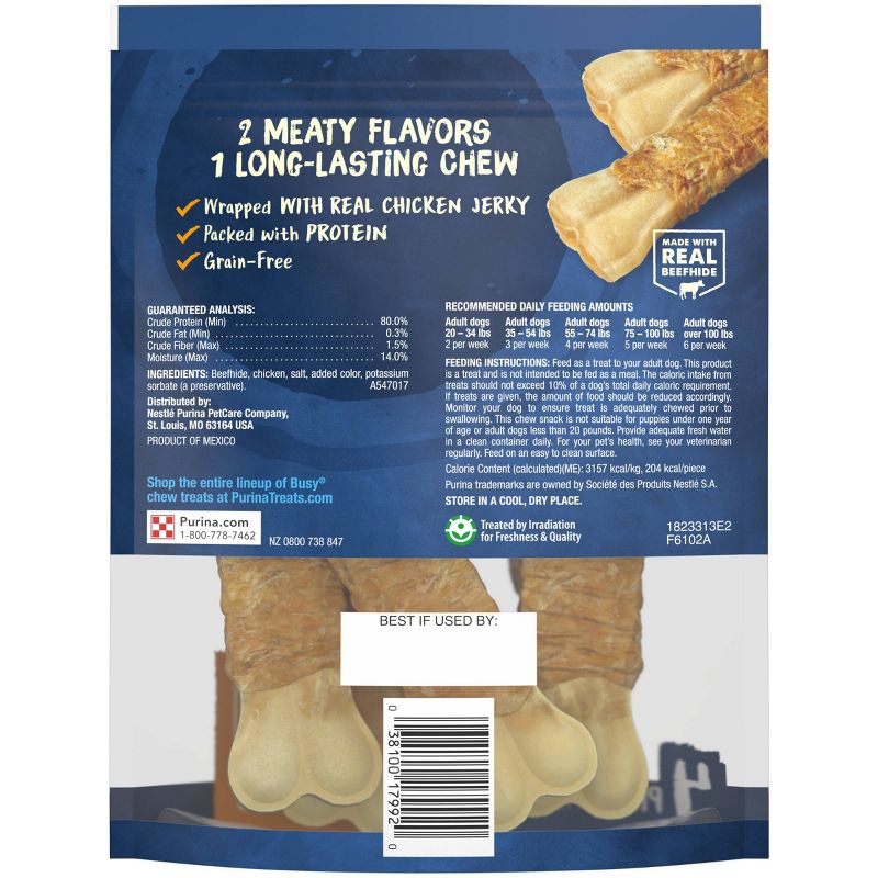 Purina Busy Grain Free Small/Medium Breed Dog Jerky Rawhide Treats Jerky Wraps Beefhide & Chicken Dog Treats - 4ct Pouch