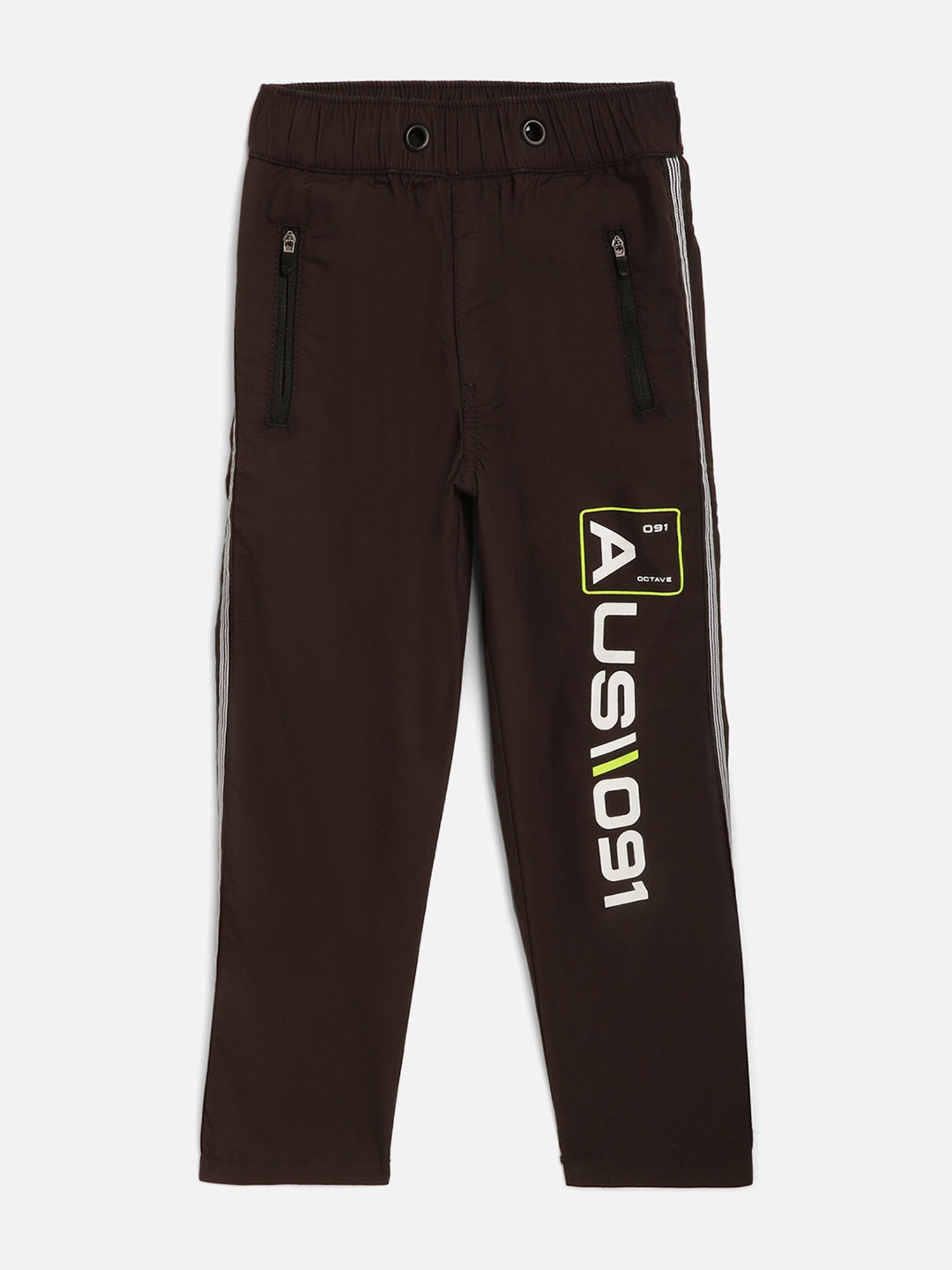 Octave Boys Brown Graphic Print Track Pants