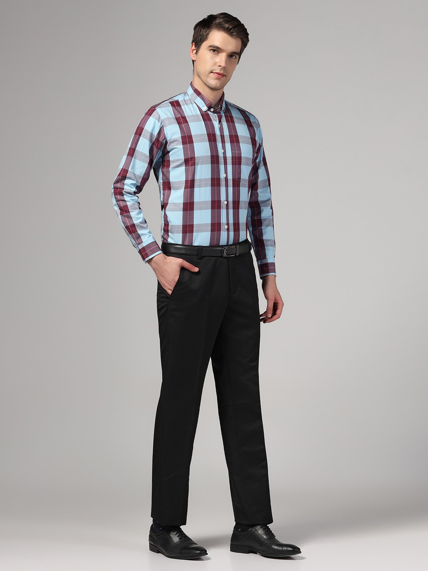 TAHVO Blue & Black Regular Fit Check Co-Ord Sets