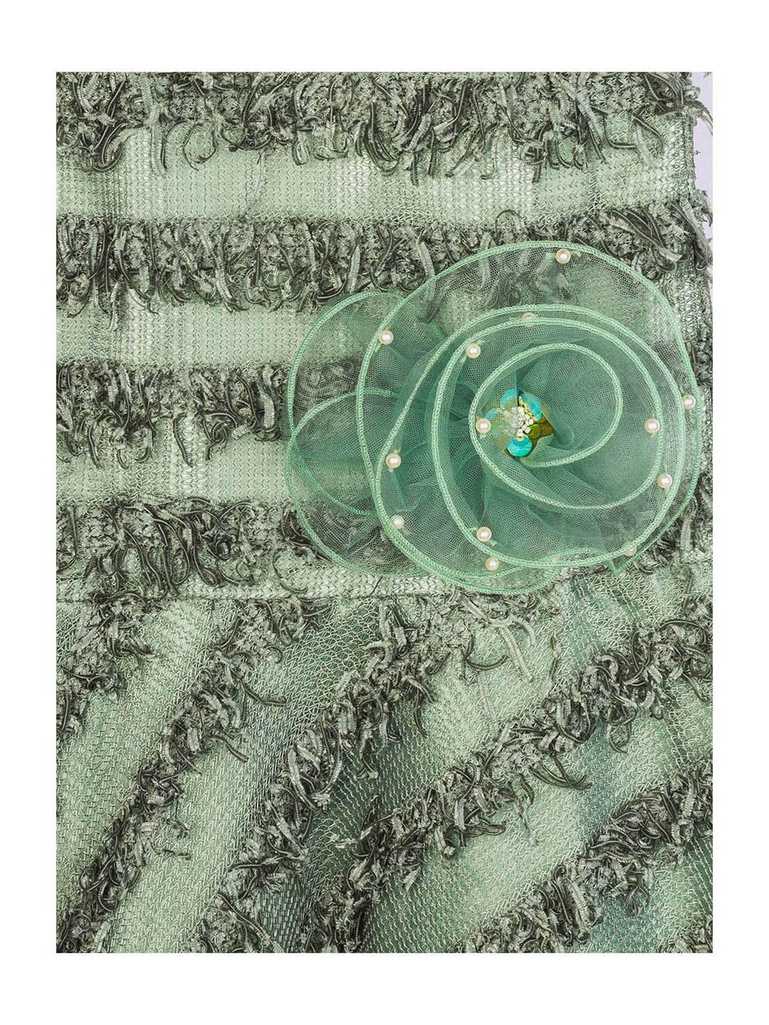 Peppermint Kids Green Embroidered  Dress