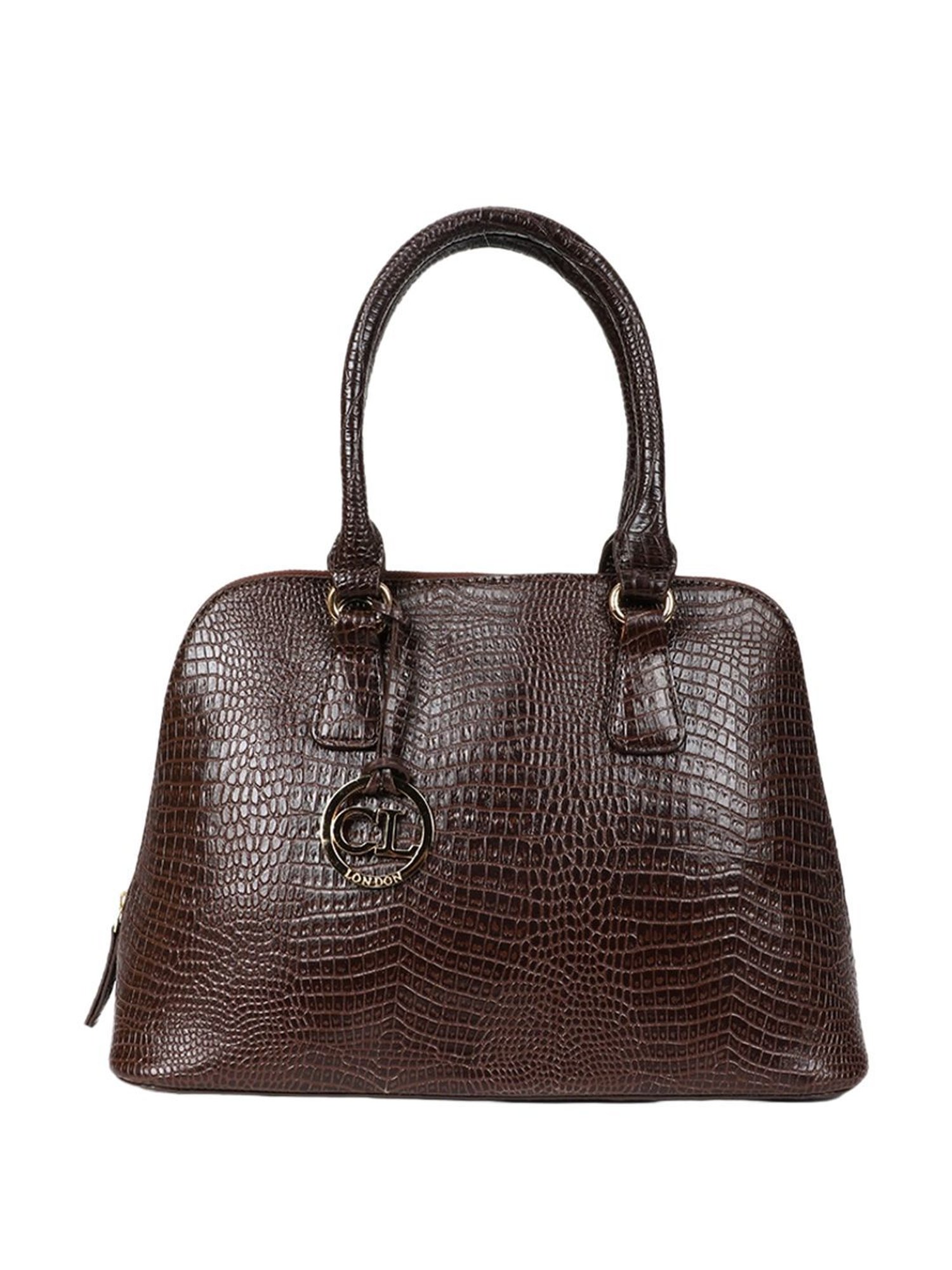 Carlton London Brown Textured Medium Shoulder Handbag