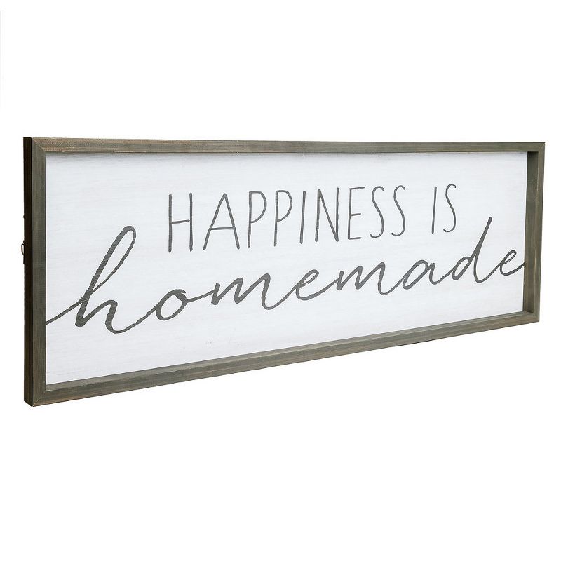 13"x37" Happiness is Homemade Rustic Wood Framed Wall Art White - Patton Wall Decor