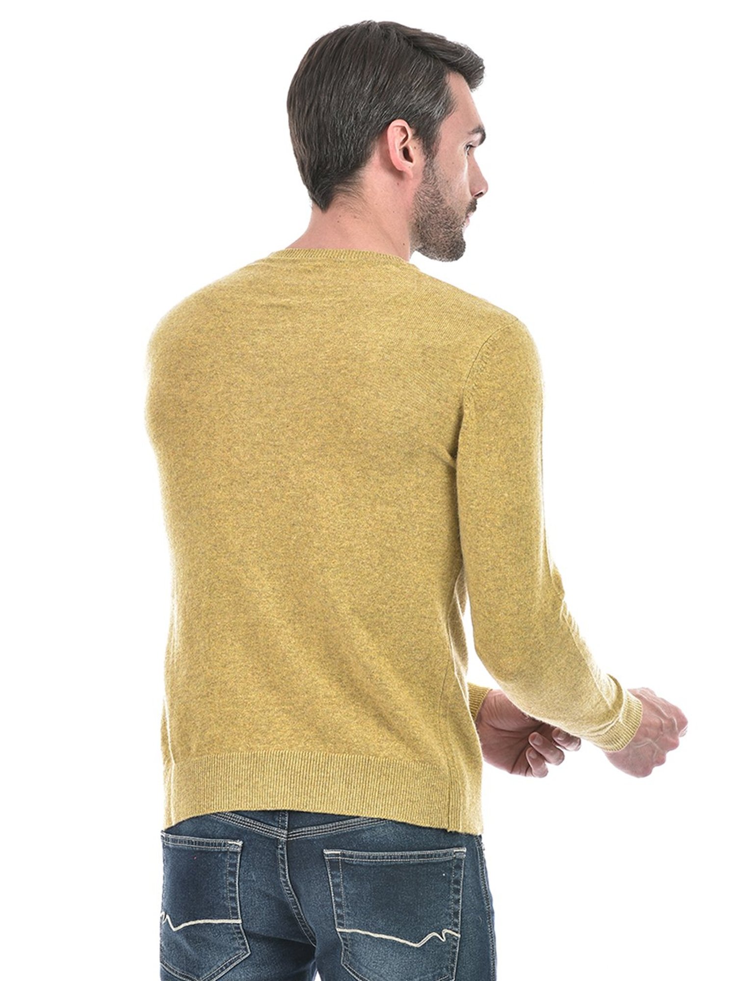 NUMERO UNO Mustard Regular Fit Sweater
