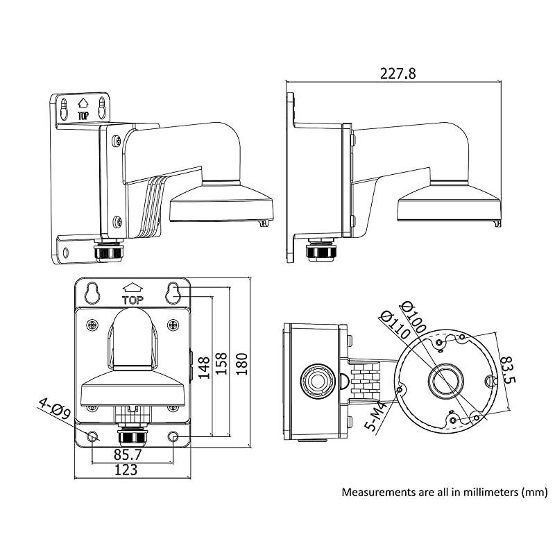 WML PC110B DS1272ZJ110B Wall Mount Bracket for Hikvision Dome Camera DS2CD2142FWDI 2 Pack