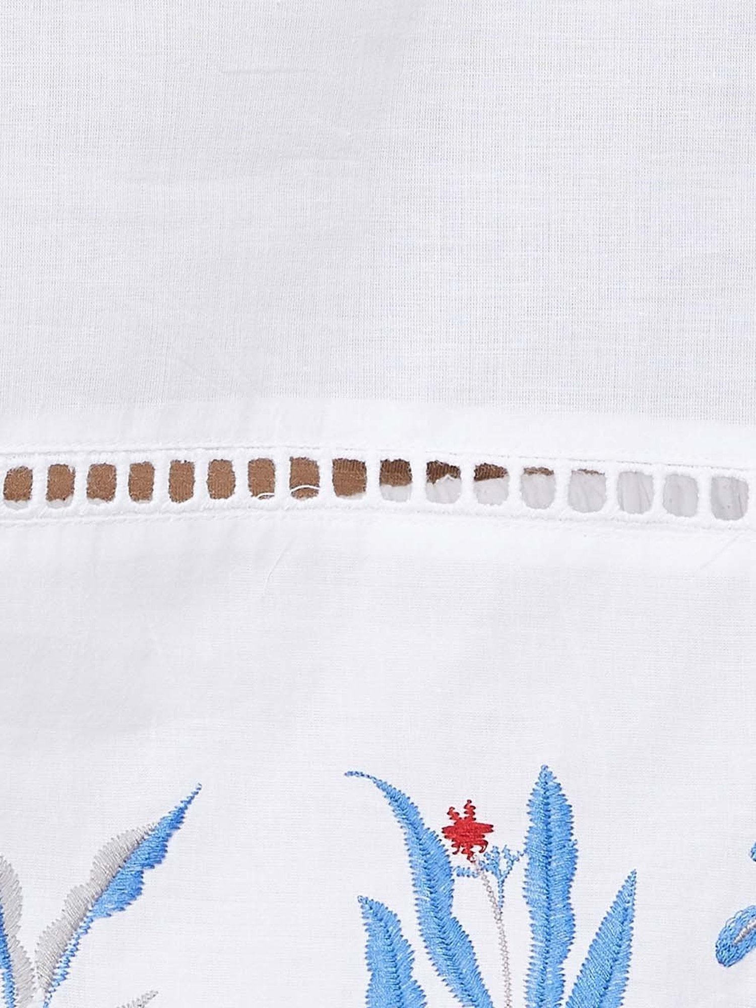 Colour Me by Melange White Cotton Embroidered Top