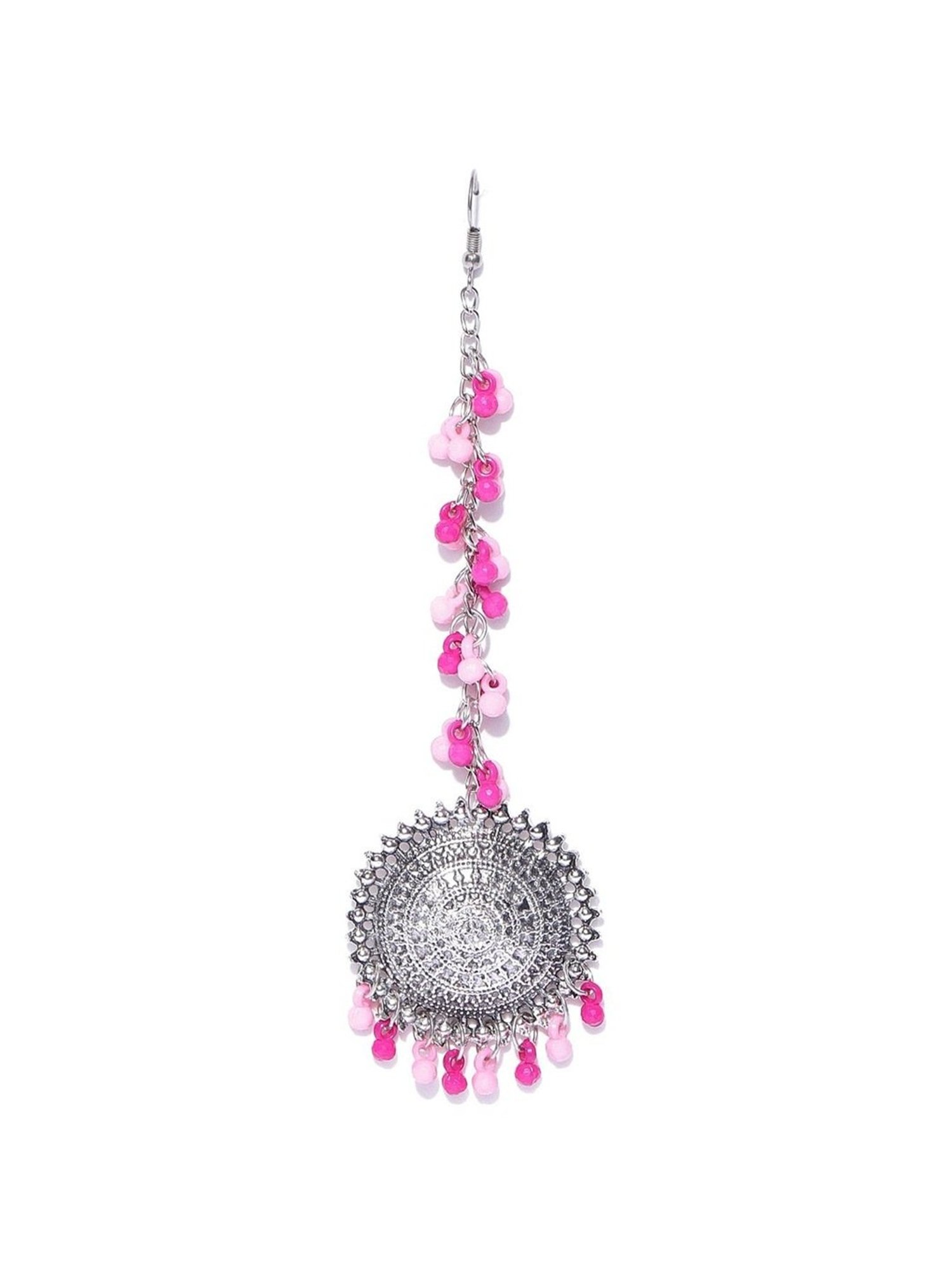 YouBella Stylish Latest Design Pink Jhumki Earring & Maangtikka Sets