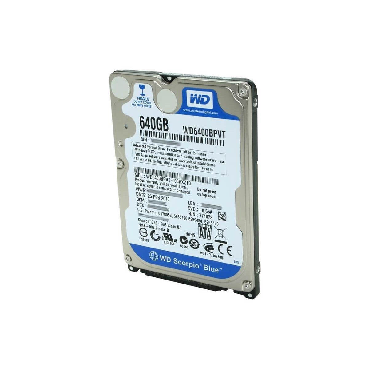 Western Digital Corporation WD6400BPVT-NDW-RC 640GB 5.4K RPM 2.5" 9.5mm,