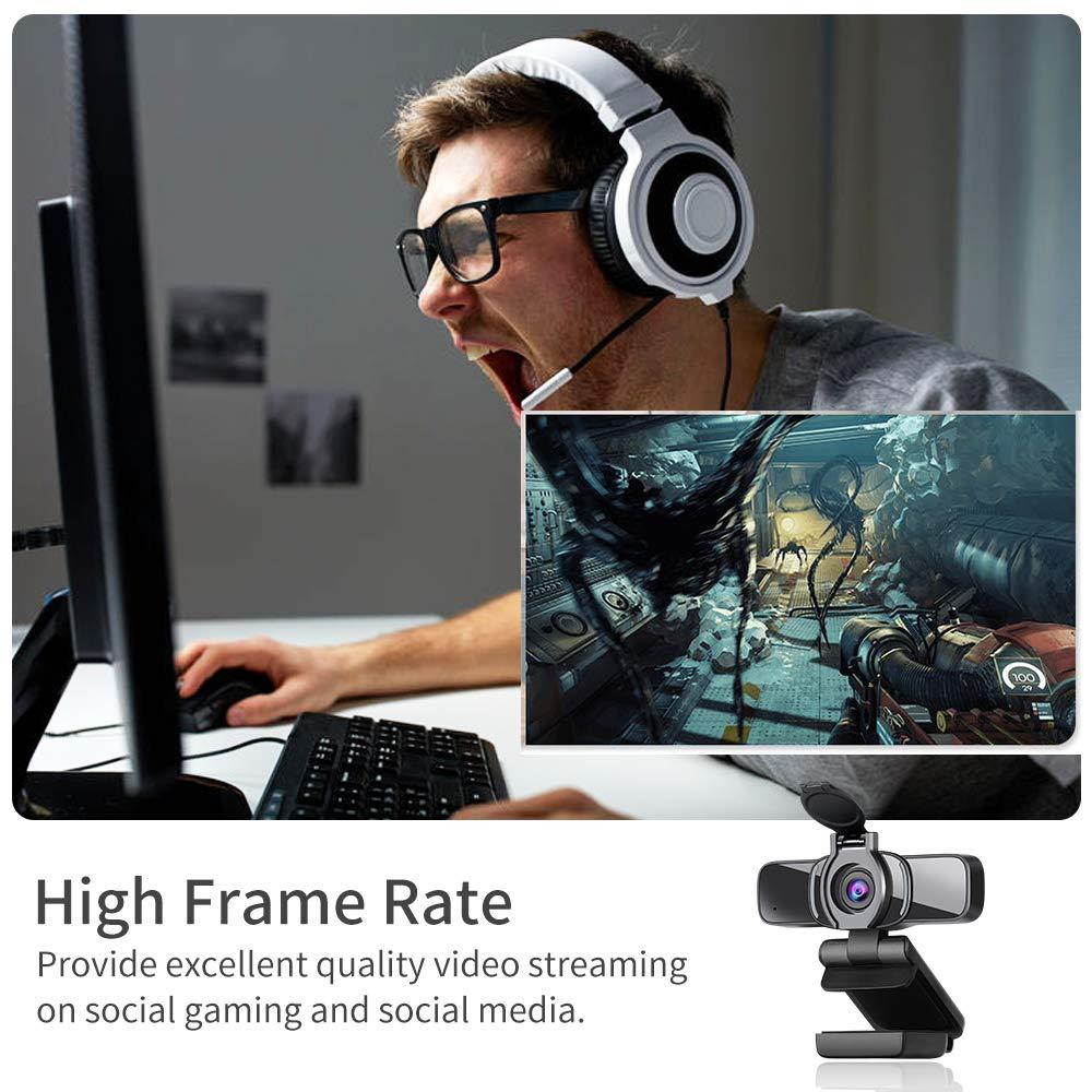 Dericam 1080P Webcam, USB Webcam, HD Computer Camera for Skype, FaceTime, Hangouts, PC/Mac/Laptop/MacBook/Tablet with Built-in Mic and Privacy Cover