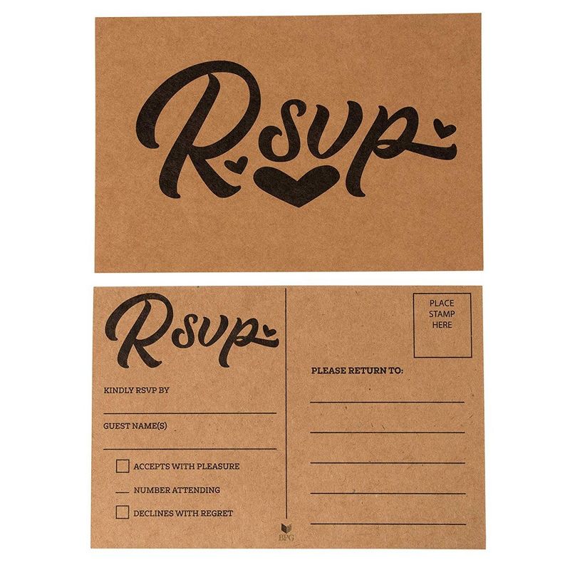 Sustainable Greetings 60-Pack Brown Kraft RSVP Party Invitation Cards, RVSP Postcards, 4x6 in