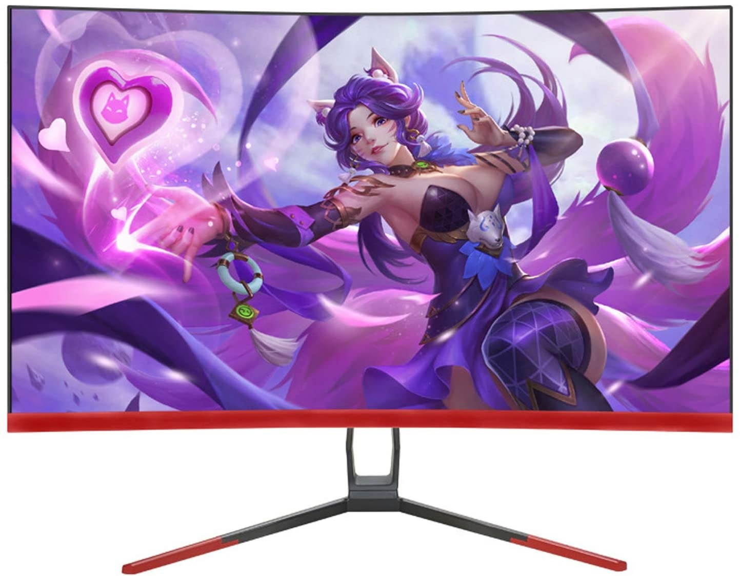 YILANJUN 27 Inch Gaming Monitor, 2800R Curved Screen, 75Hz, 2ms, 1920&times;1080, HDMI+VGA, Display for Home Business Office, Black-Red