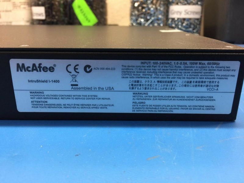 McAfee IntruShield I-1400 Network Security Appliance