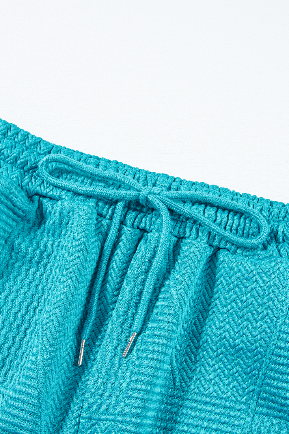 Skobeloff Textured Ruffle Split Top and Drawstring Shorts Set