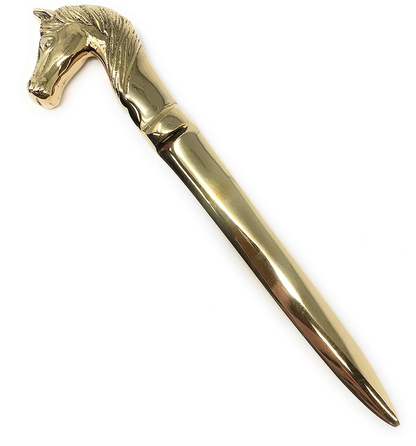 Madison Bay Company Polished Brass Horse Head Letter Opener, 6.25 Inches Long