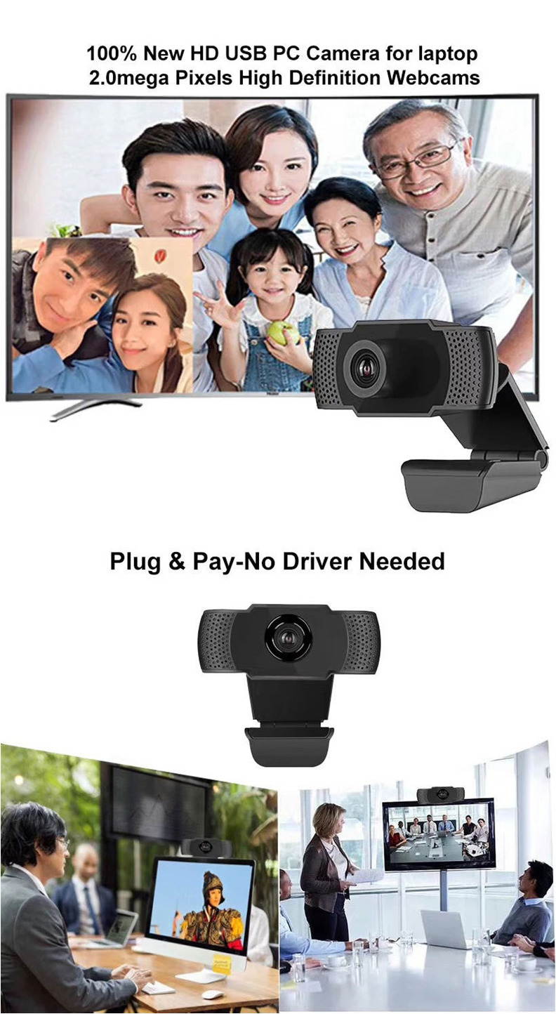 REAL-1080P Full HD USB Webcam Web Camera with Microphone for PC Desktop  Laptop