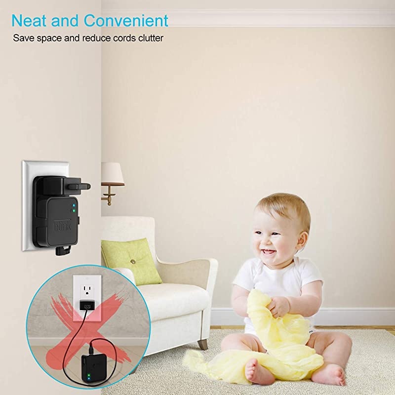 Wall Mount for Blink Sync Module 2- Mount Bracket Holder for Blink XT/ XT2 and Blink Outdoor Home Security Camera with Easy Mount Short Cable - Black