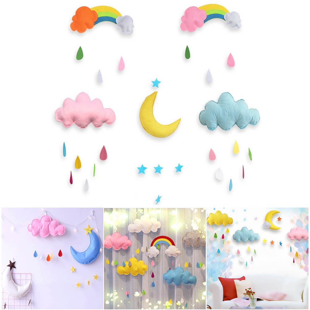 Baby Bedroom Decor Hanging Wall Sticker Kids Play Tent Decoration Props Toys Raining Clouds Water Drop Ornament