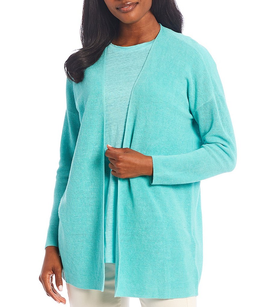 Eileen Fisher Organic Linen Organic Cotton Boxy Short Cardigan