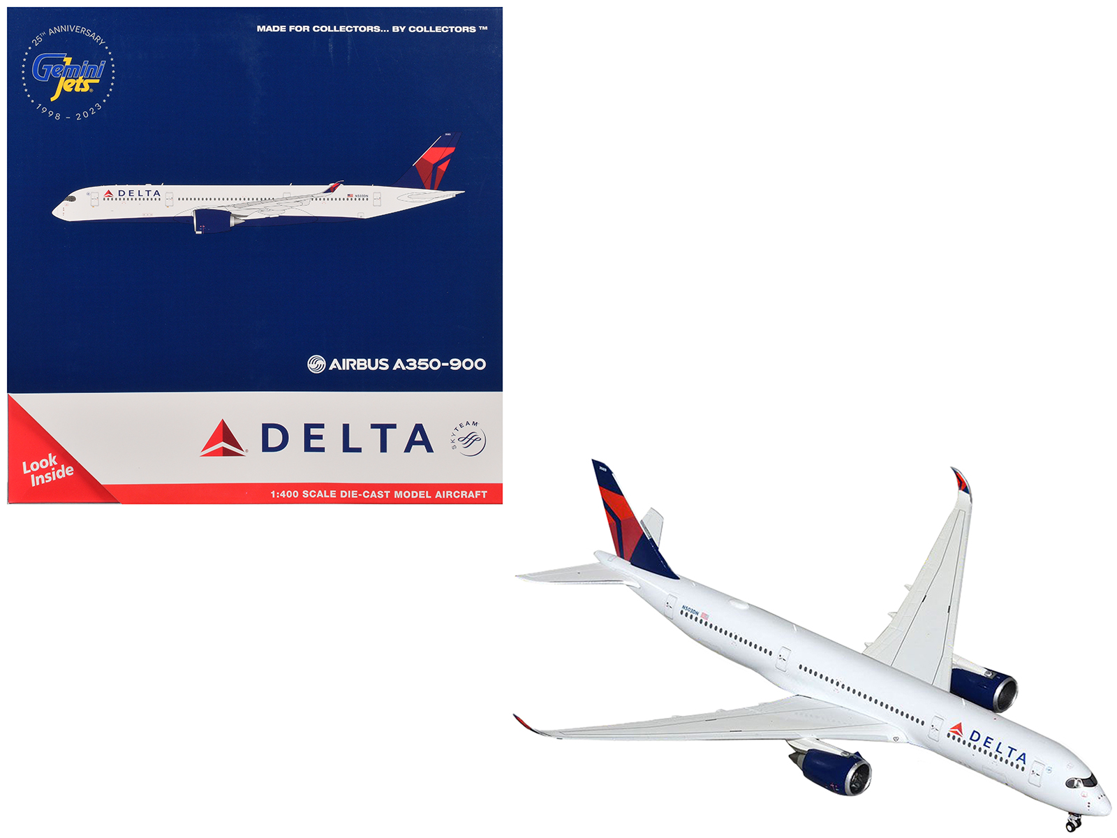 Airbus A330-300 Commercial Aircraft "Delta Air Lines" (N829NW) White with Blue and Red Tail 1/400 Diecast Model Airplane by GeminiJets