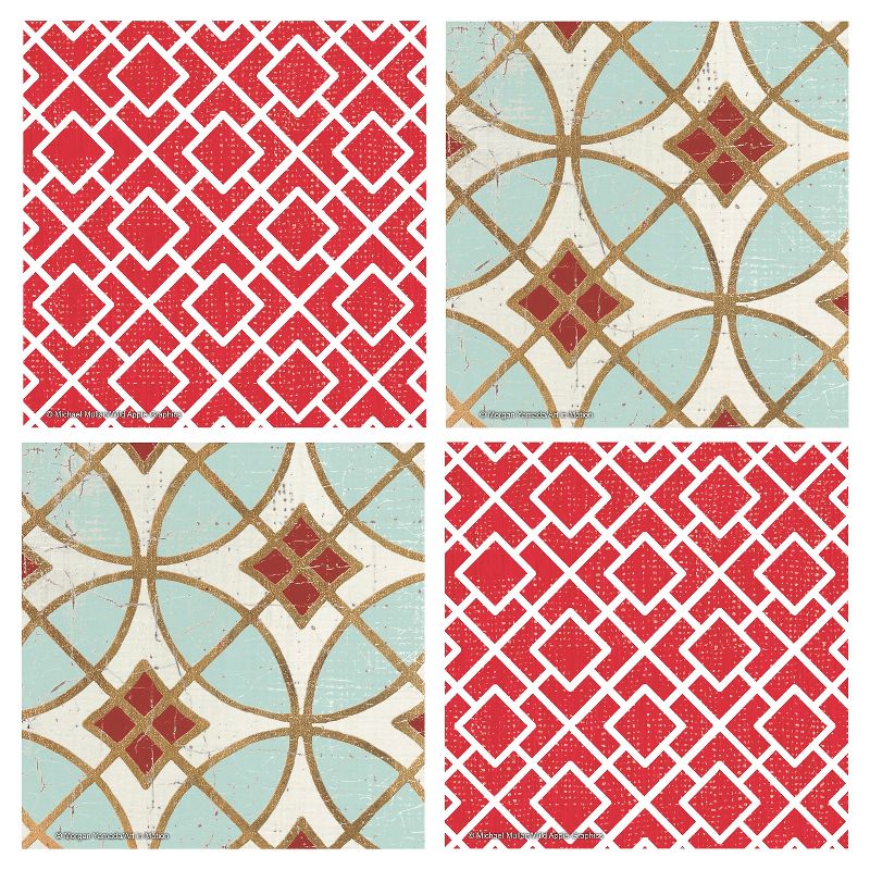 Thirstystone Red Lattice & Garden Tile 4 Piece Occasions Coaster Set