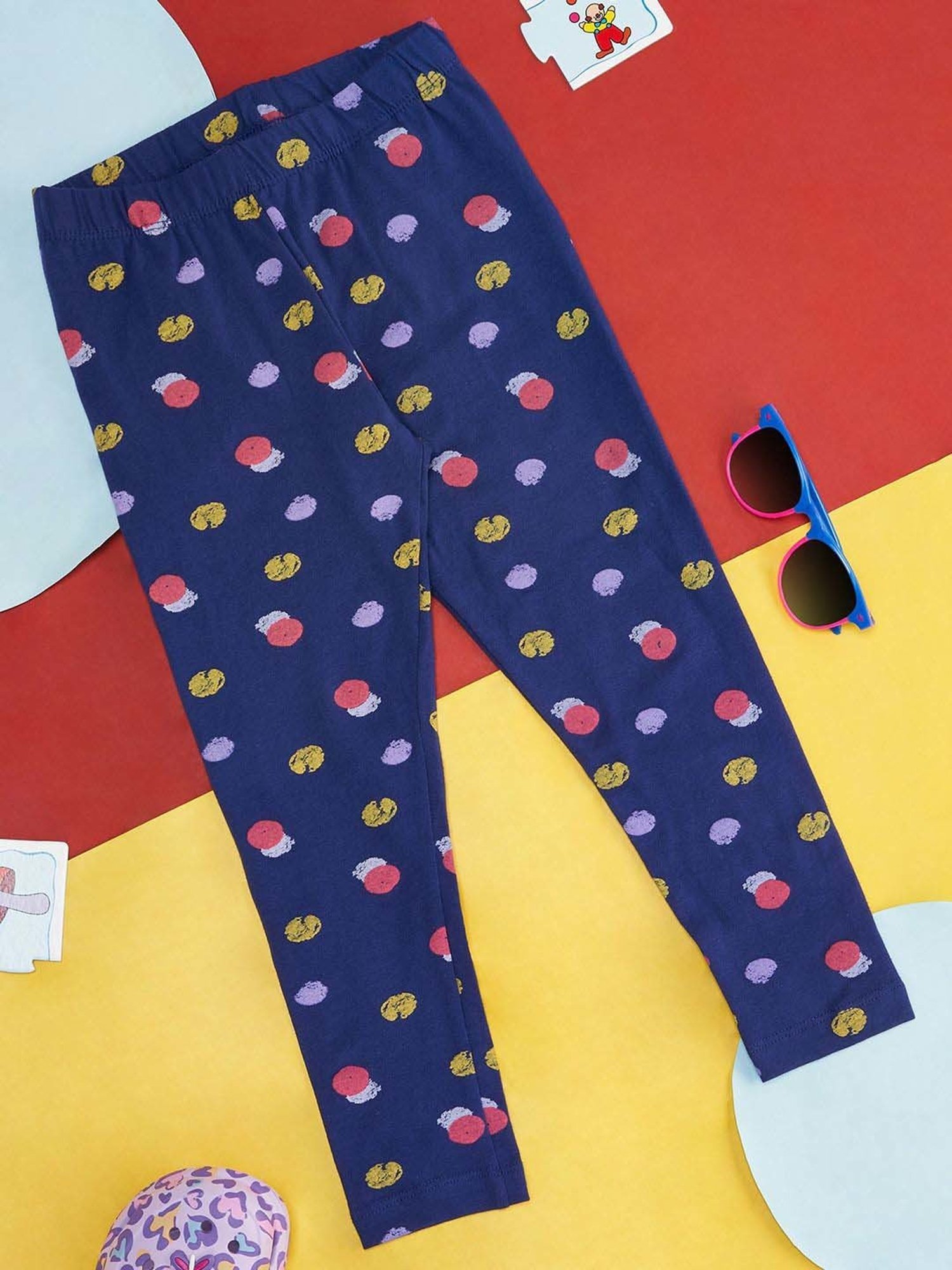 Pantaloons Junior Pink Cotton Embellished Leggings