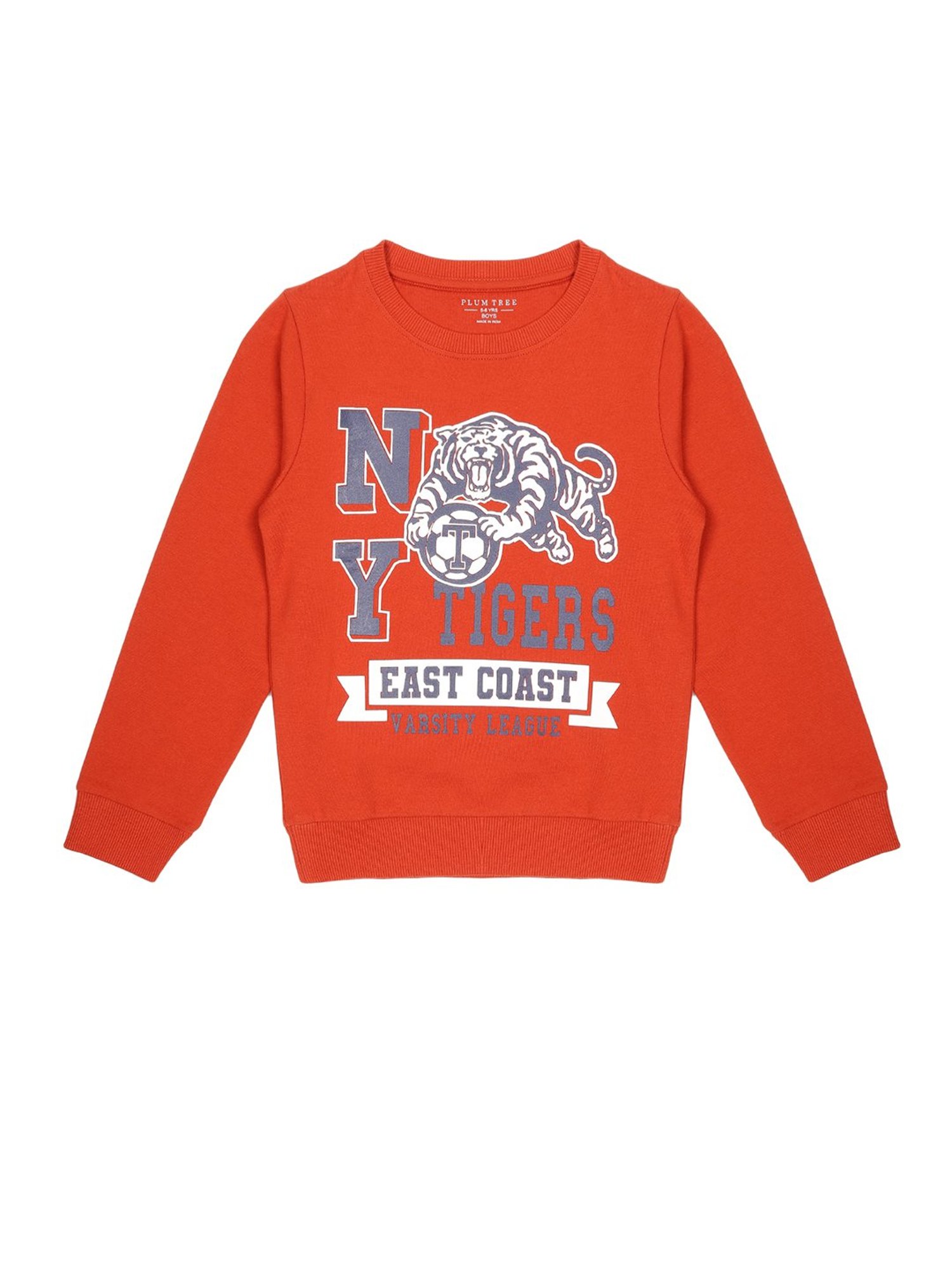 Plum Tree Kids Orange Printed Full Sleeves Sweatshirt