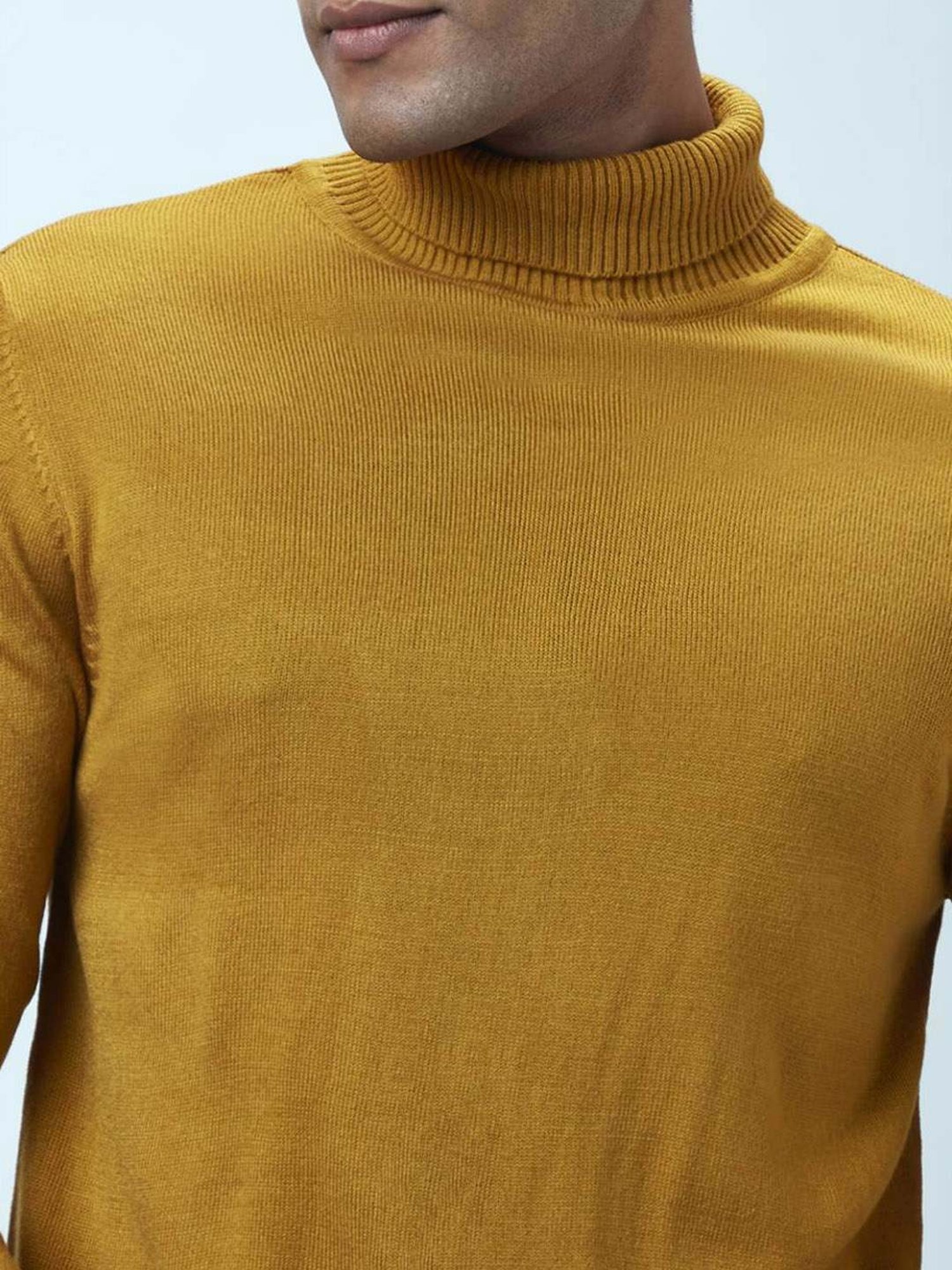 Byford By Pantaloons Mustard Yellow Regular Fit Sweaters