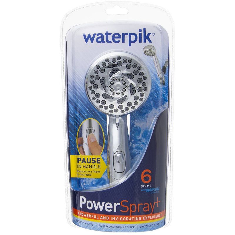 PowerSpray Hand Held Shower Head 6-mode Chrome- Waterpik
