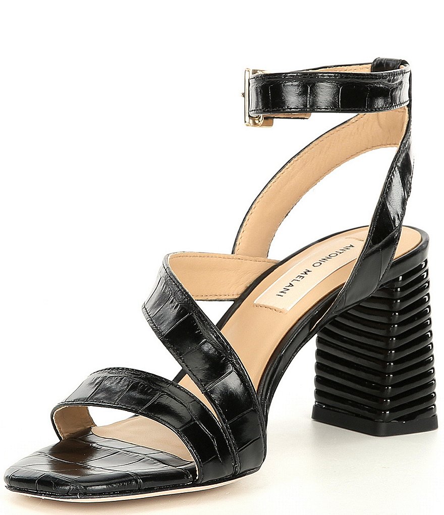 Antonio Melani Grettell Croc Embossed Leather Dress Sandals