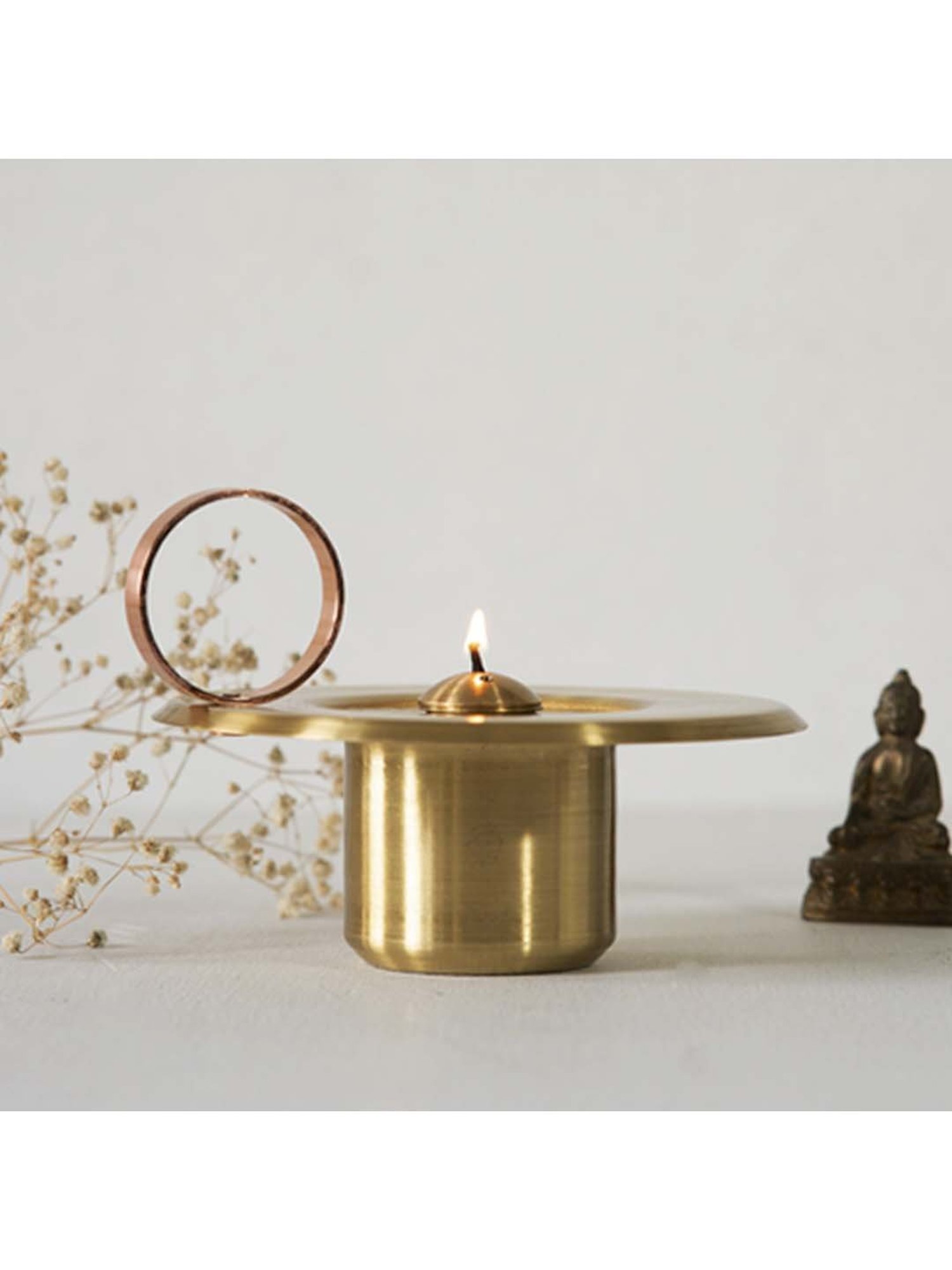 COPPRE Metallic Gold Brass Lunar Oil Lamp - Set of 1