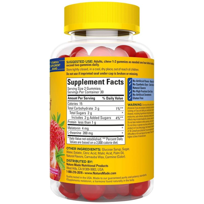 Nature Made Good Sleep Gummies - Melatonin 4mg + L - Theanine 200mg - Dreamy Strawberry - 60ct