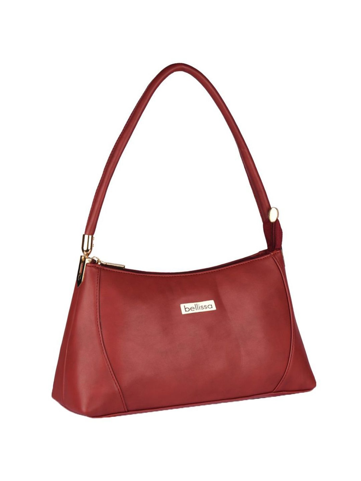 Bellissa Maroon Solid Medium Premium Shoulder Handbag