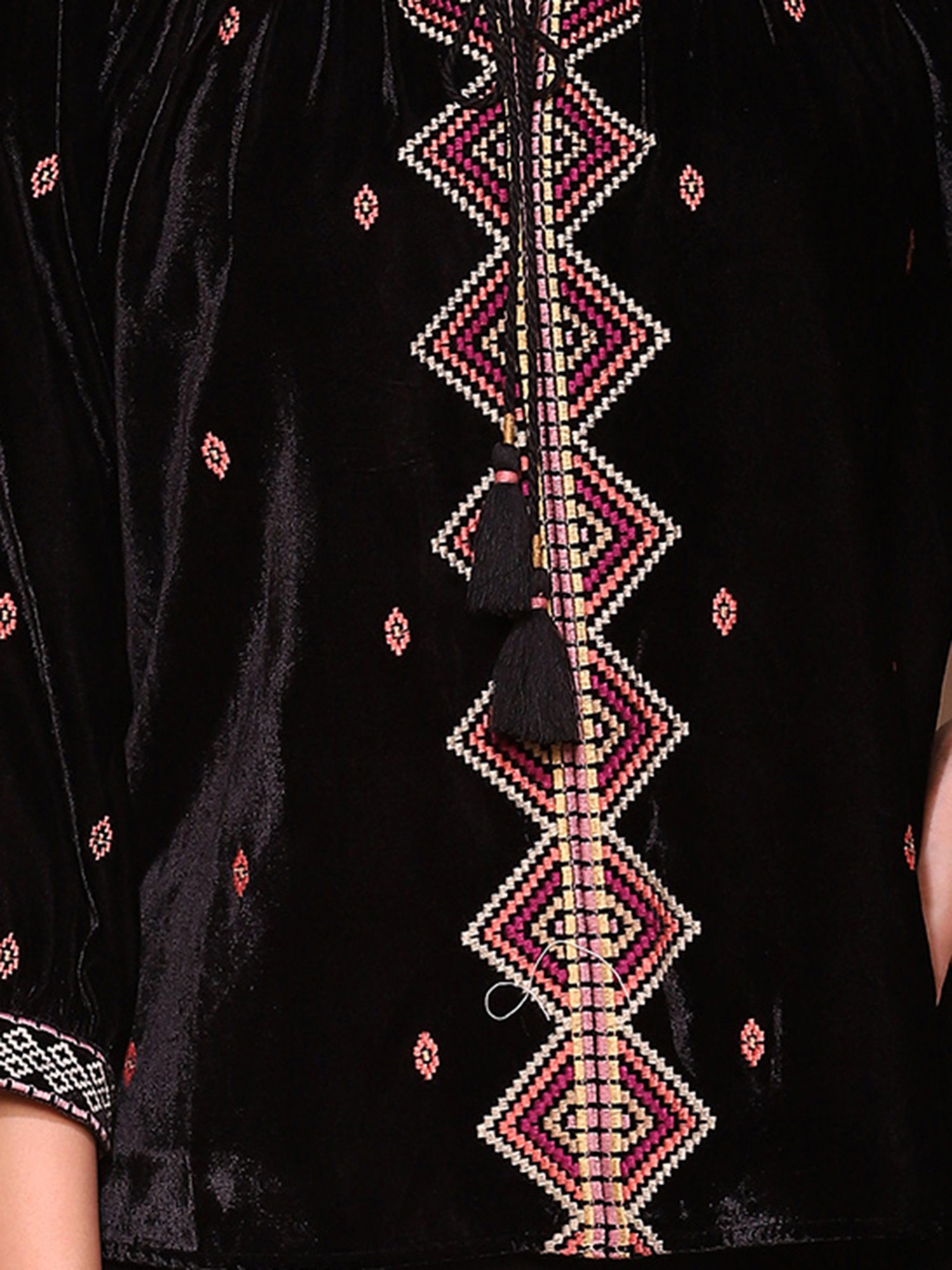 Label Ritu Kumar Black Embroidered Top